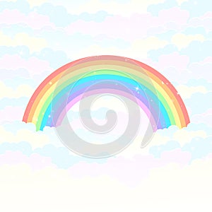 Rainbow over clouds abstract background