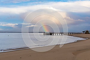 Rainbow over Eyrac Pier in Arcachon