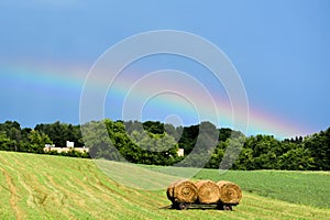 Rainbow Over Farm Field in Wisconsin