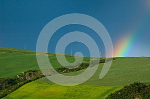 Rainbow over fields