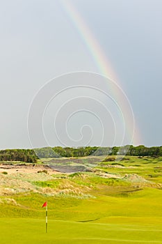 rainbow over the golf course, St Andrews, Fife, Scotland