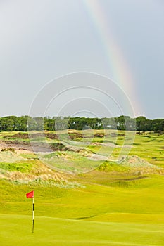 rainbow over the golf course, St Andrews, Fife, Scotland