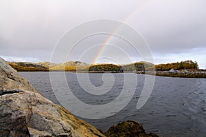 Rainbow over the hills of the Kola Peninsula