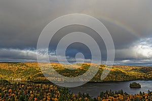 Rainbow over the Ile-aux-Pins landscape