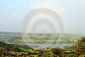 Rainbow over the Kaas Plateau, Satara, Maharashtra