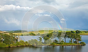 Rainbow over a lake