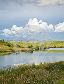 Rainbow over a lake