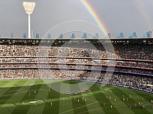 Rainbow over the Melbourne Cricket Ground, Melbourne, Australia