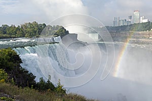 Rainbow over Niagara Falls on a summer sunny day