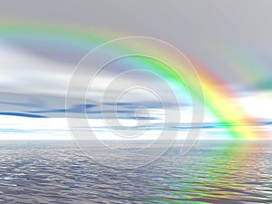 Rainbow over ocean