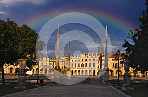 Rainbow over Prato della Valle square, Padua, Italy