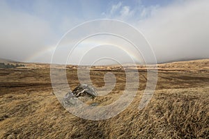 A rainbow over Rannoch Moor, Scotland, UK.