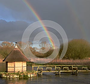 Rainbow over the River Test Hampshire UK photo