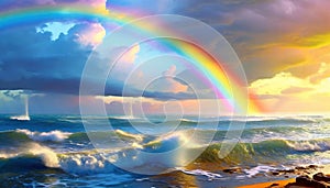 rainbow over the sea