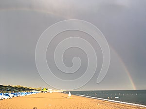 Rainbow over the sea and the beach in Belek