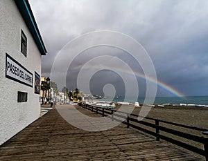 Rainbow over sea in San Luis de Sabinillas, Andalusia, Spain