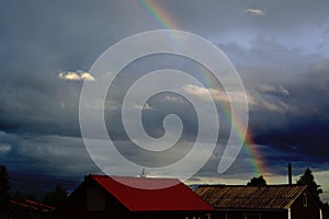 Rainbow over t the cottage in jule