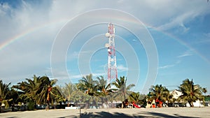 Rainbow over the telephone  tower