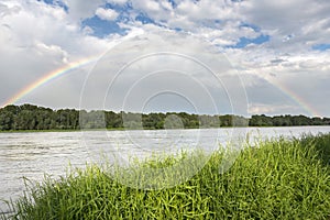 Rainbow over Vistula river in Warsaw photo