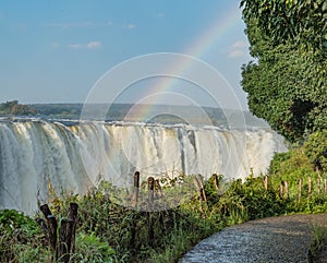 Rainbow over waterfall