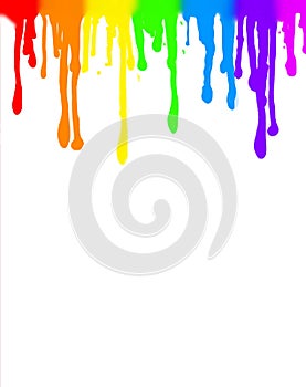 Rainbow Paint Drips on White Background