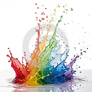 Rainbow paint explosion isolated on white