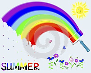 Rainbow and painted the word Summer.
