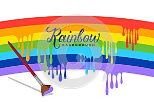 Rainbow painting background with paint brush design
