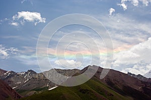 Rainbow in Pamir mountains