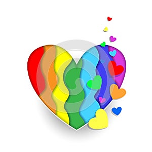 Rainbow paper cut heart colors LGBT or GLBT pride