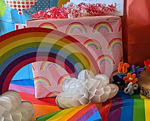 Rainbow party, rainbow birthday party, colorful party items