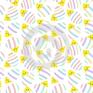 Rainbow Pastel Easter Egg Seamless Pattern Background