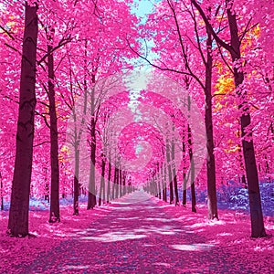 Rainbow Path: A Journey Through a Colorful Forest