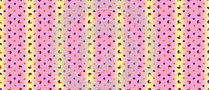 Rainbow pattern of bright stars and rainbows on a gradient pink and yellow background, illustration for design, bright banner, for