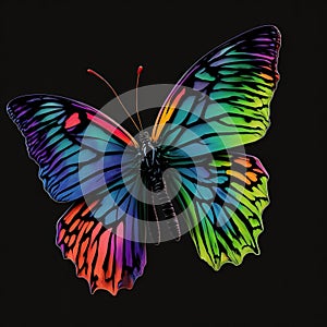 Rainbow pattern butterfly isolated white background it's designer choice best quality