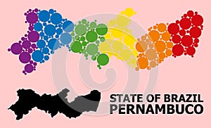 Rainbow Pattern Map of Pernambuco State for LGBT