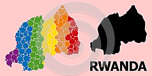 Rainbow Pattern Map of Rwanda for LGBT