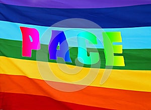 Rainbow Peace flag with written PACE in italy