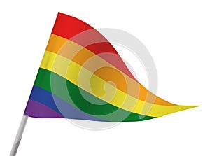 Rainbow pennant with silver stick for Pride, Vector illustration