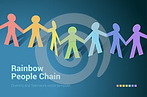 Rainbow people team in chain