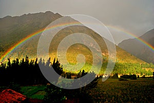 Rainbow in peruvian landscape photo