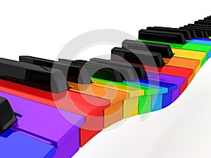 Rainbow piano over white background