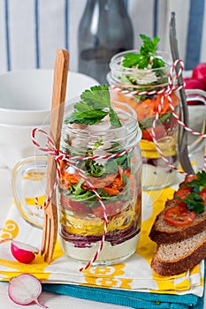 Rainbow Picnic Salad in a Mason Jar