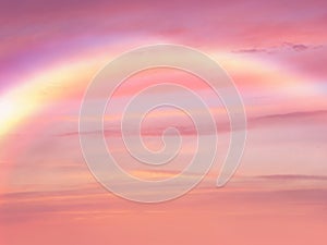 Rainbow Pink sunset sun light on clouds sky sun beam clouds  nature background