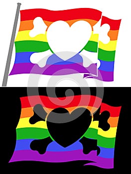Rainbow pirate flag with heart jolly roger