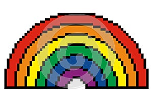 Rainbow pixel art on white background