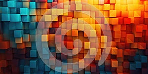 Rainbow pixelated background, horizontal banner image. Generative AI