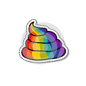 Rainbow poo doodle icon,  illustration