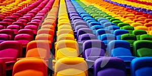 Rainbow Pride Gay Games Concept with Colorful Stadium Seats