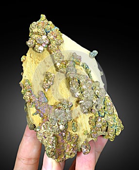 Rainbow Pyrite crystal on Matrix Mineral Specimen from Pakistan